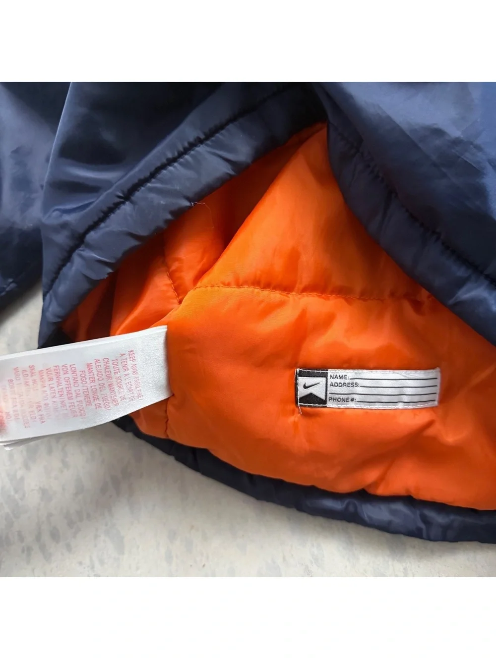 Nike Navy Orange Puffer Jacket Youth Large